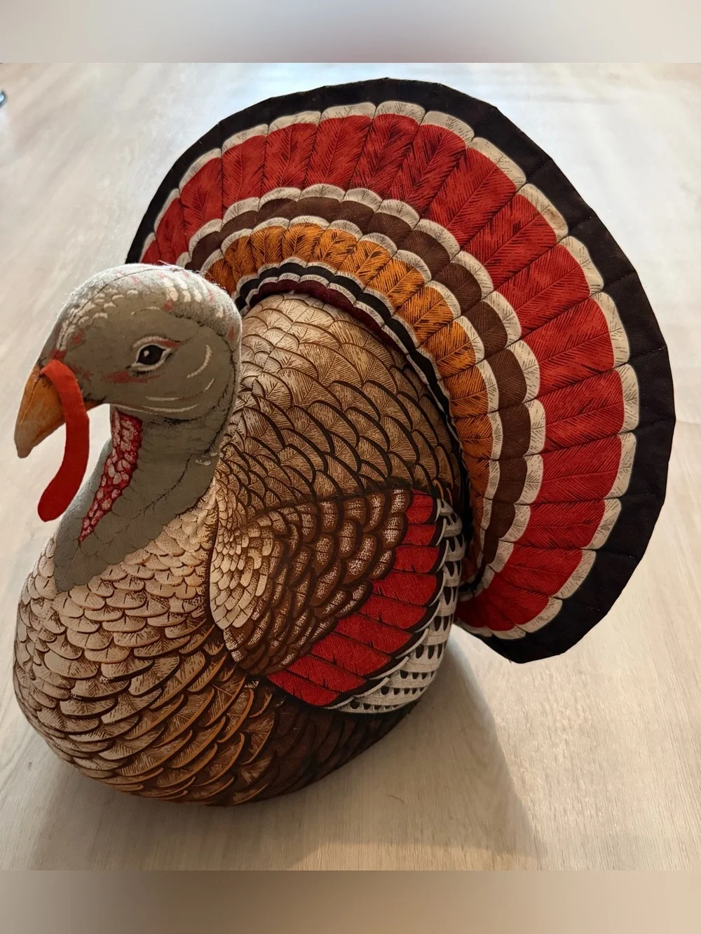 Vintage Turkey Bird Plush Stuffed Animal Handmade Thanksgiving Centerpiece